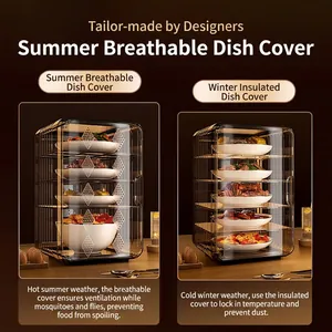 Transparent multi-layer kitchen food cover with breathable side holes and sturdy frame