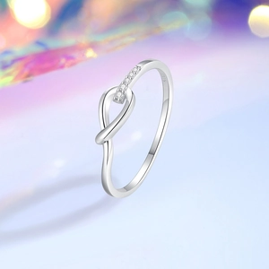 Elegant S925 sterling silver horseshoe ring with sparkling zircon inlays for women