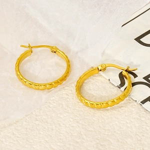 Classic 18K gold plated stainless steel twisted rope hoop earrings for women