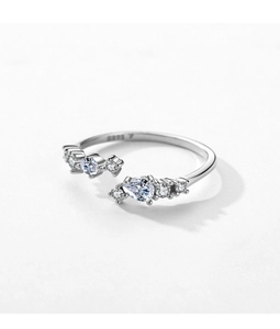 Detail shot of S925 sterling silver stamp on the inner band of a zircon open ring