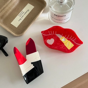 Creative Acetate Hair Claw Clip Unique Lipstick Red Lip Shape Hairpin Trendy Fashion Hair Accessory For Women