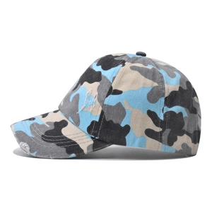 Casquette de baseball camouflage pour queue de cheval avec visière usée style vintage