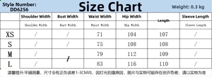 Detailed size guide table for women's tie-dye shirt and pants set from XS to L
