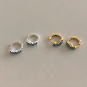 Baguette Zirconia Hoop Earrings 925 Sterling Silver Minimalist Geometric Huggie For Women Daily Fashion