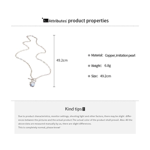 Detailed size and material diagram of 49.2cm OT buckle pearl necklace in copper