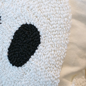 White and black Halloween ghost bouclé embroidered pillow cover for sofa decor