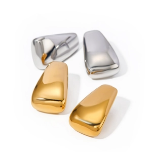 Boucles d'oreilles géométriques minimalistes en acier inoxydable doré et argenté