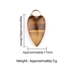 Tiger Eye heart pendant with gold bezel, size 28x17mm, ideal for DIY necklace making