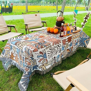 Bohemian Woven Blanket Cotton Blend Sun Shine Jacquard Throw With Tassels For Camping Picnic Sofa Decor