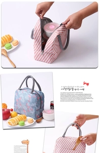 Detail of insulated lunch bag showing large capacity and waterproof oxford fabric