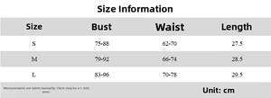 Tableau des tailles détaillé pour top bustier femme avec mesures poitrine taille longueur