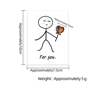 Tiger Eye heart stone with For You card set showing product dimensions and 15mm gemstone