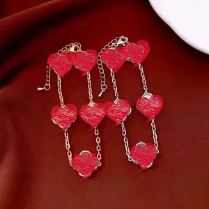 Bracelet À Charme Cœur En Cuivre Plaqué Or Ou Argent 18K Perles En Acétate Bijoux Réglables Pour Femmes Cadeau