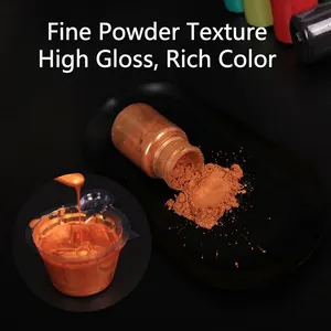 Fine metallic pearlescent bronze powder for DIY slime and resin art in a clear bottle