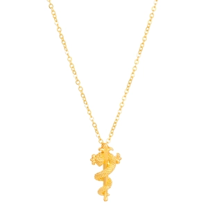 Golden dragon scepter pendant necklace with elegant O-chain on white background