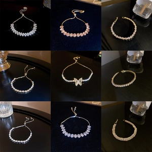 Exquisite gold plated zircon bracelet set with butterfly and tennis chain designs