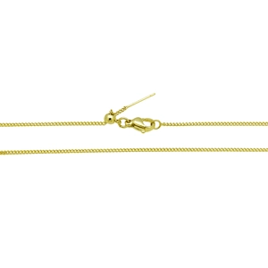 Detail of adjustable 18k gold plated necklace with needle slider and lobster clasp