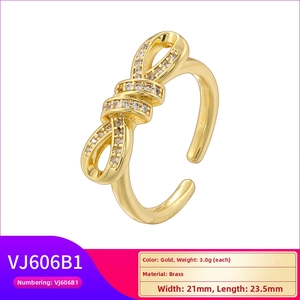 Detailansicht goldener Messing-Schleifenring mit Zirkonia und verstellbarem Band