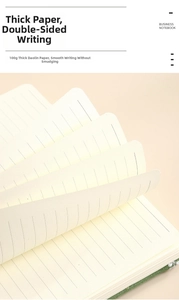 Macro shot of 100g thickened Daolin paper inside an A6 linen notebook with lined pages
