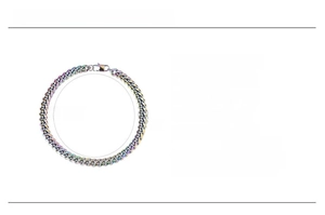 Size chart for titanium steel hip hop cuban chain showing width, length and weight specs