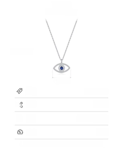 S925 sterling silver evil eye necklace with blue stone dimensions 11.5x20mm detail