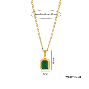 Spécifications de taille pour collier émeraude dorée avec pendentif de 18x7mm