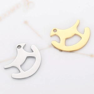Pendentifs cheval à bascule traîneau husky en acier inoxydable doré et argenté