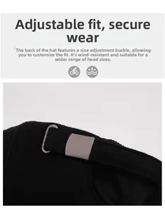 Detail of adjustable metal buckle and wool texture on men's winter warm baseball cap