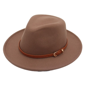 Unisex Classic Wool Fedora Hat Wide Brim Jazz Hat With Belt Buckle For Party Ceremony Commuting Retro Style Hat