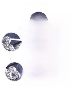 Detailed view of S925 sterling silver heart earrings with hand-set 5A cubic zirconia
