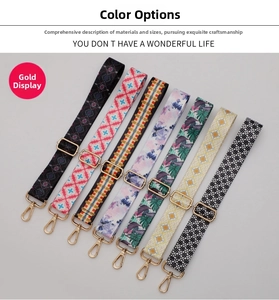 Various patterned replacement shoulder straps with gold-tone metal hooks and adjusters