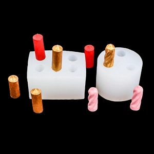6-cavity silicone candle mold set for cylinder and twisted shapes with finished samples