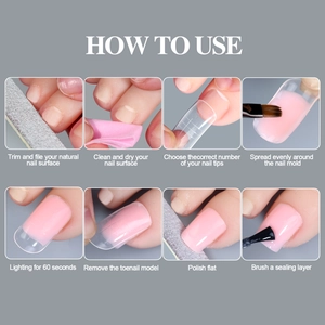 Step-by-step tutorial for applying poly nail gel using clear dual forms and UV lamp