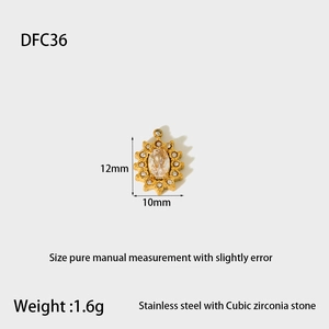 Macro view of gold stainless steel oval cubic zirconia pendant with 12x10mm dimensions