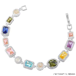 Detail view of multicolored gemstone luxury bracelet with 11mm width and 185mm length