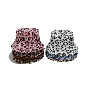 Women Leopard Print Bucket Hat Polyester Sun Protection Foldable Fisherman Cap For Summer Travel Beach Outdoor Accessory