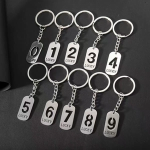 LUCKY lucky number stainless steel keychains for backpacks and cars, set of 0-9