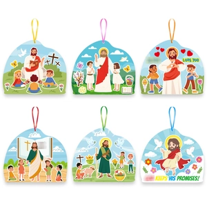 Set de Pegatinas de Escena de Dibujos Animados de Pascua DIY Kit de Manualidades de Historia de Resurrección Suministros de Decoración de Fiesta
