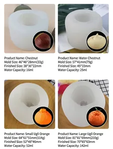 Dettagli di stampi in silicone per frutta 3D con dimensioni per candele fai-da-te