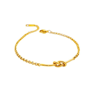 Minimalist 18k gold plated knot bracelet with adjustable cable chain for women