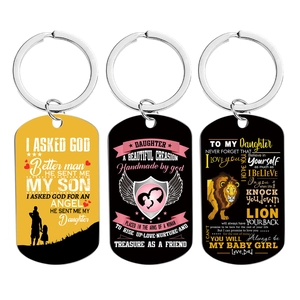 Keychain Stainless Steel Dog Tag For Daughter Gift From Dad Mom Inspirational Quote Rectangular Pendant Metal Key Ring