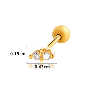 Golden marquise-shaped stainless steel screw-back earrings with sparkling double zircon
