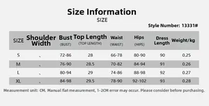Detailed size chart for deep V-neck crop top and high waist bodycon skirt set