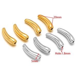 Golden and silver 5x20mm stainless steel curved tube pendants for DIY jewelry making