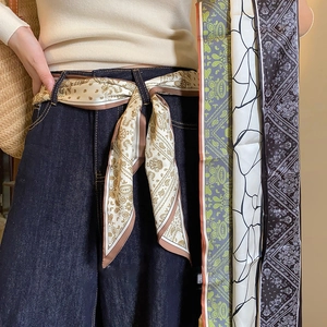 Women's Paisley Print Scarf Necklace Handmade Fabric Neck Tie Sweet French Style Fashion Floral Clavicle Chain Jewelry