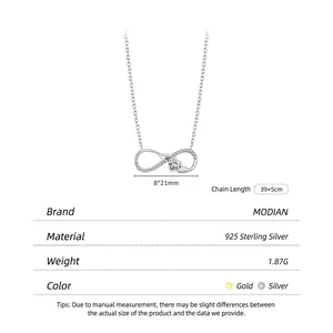 925 Sterling Silver Mobius necklace with infinity heart pendant and cubic zirconia