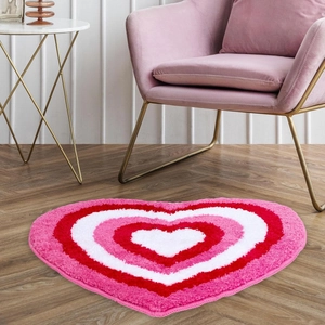 Heart shaped plush floor mat Valentine day cashmere imitation soft rug for bathroom home decor