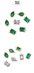 Détails de pendentifs en oxyde de zirconium émeraude et blanc sur monture dorée
