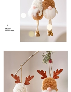Détails de gnomes de Noël en peluche avec chaussures dorées et bois de renne