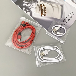 Portable PVC clear storage bags for data cables and desk drawer organization